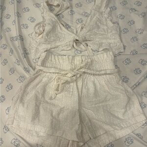 SHEIN White Eyelet Jumpsuit